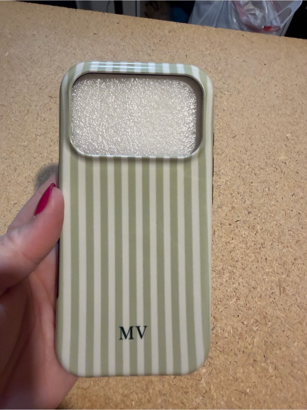 Striped Green Phone Case with Monogram